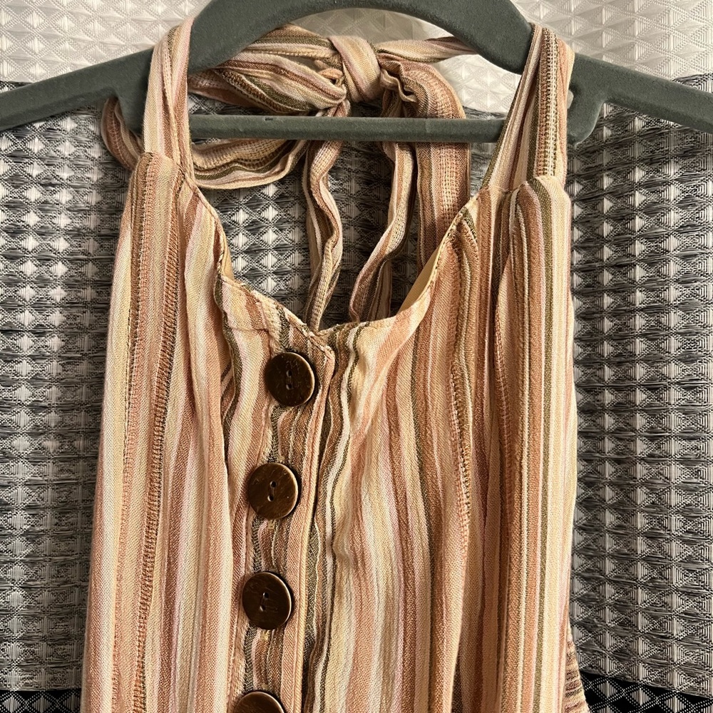 American Eagle striped jumpsuit halter neck tie - Picture 3 of 9